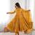 Yellow Color Real Mirror Work With Handwork mal Chanderi Gown Set