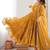 Yellow Color Real Mirror Work With Handwork mal Chanderi Gown Set