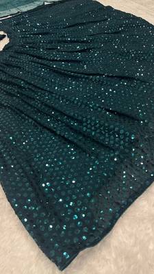 Dark Green Georgette Silk Sequins Work Lehenga Choli with Organza Dupatta 5