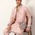 Peach viscose silk thread & sequence embroidered work kurta with dupatta