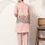 Peach viscose silk thread & sequence embroidered work kurta with dupatta