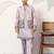 Dusty lavender viscose silk thread & sequence embroidered work kurta with dupatta