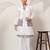 White viscose silk thread & sequence embroidered work kurta with dupatta