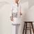 White viscose silk thread & sequence embroidered work kurta with dupatta