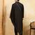 Black viscose silk thread & sequence embroidered work kurta with dupatta
