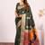 Bottle green color silk blend resham weaves sarees