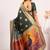 Bottle green color silk blend resham weaves sarees