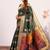 Bottle green color silk blend resham weaves sarees