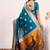 Firozi color silk blend resham weaves sarees