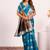 Firozi color silk blend resham weaves sarees