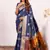 Navy blue color silk blend resham weaves sarees