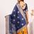 Navy blue color silk blend resham weaves sarees