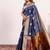 Navy blue color silk blend resham weaves sarees