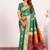 Perrot green color silk blend resham weaves sarees