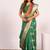 Perrot green color silk blend resham weaves sarees