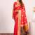 Red color silk blend resham weaves sarees