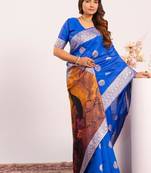 Royal color silk blend resham weaves sarees