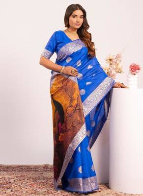 Royal color silk blend resham weaves sarees 2