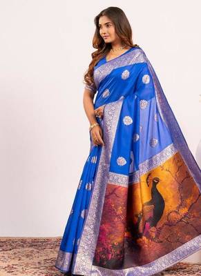 Royal color silk blend resham weaves sarees 3