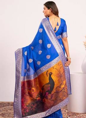 Royal color silk blend resham weaves sarees 4