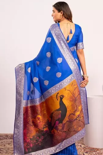Royal color silk blend resham weaves sarees