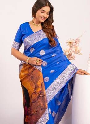 Royal color silk blend resham weaves sarees 5