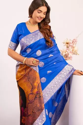 Royal color silk blend resham weaves sarees