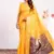 Yellow color silk blend resham weaves sarees