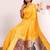 Yellow color silk blend resham weaves sarees