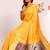 Yellow color silk blend resham weaves sarees