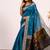 Firozi color silk blend resham weaves sarees