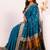 Firozi color silk blend resham weaves sarees
