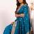 Firozi color silk blend resham weaves sarees