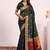 Green color silk blend resham weaves sarees