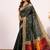 Green color silk blend resham weaves sarees