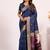 Navy blue color silk blend resham weaves sarees