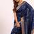 Navy blue color silk blend resham weaves sarees