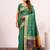 Perrot green color silk blend resham weaves sarees