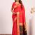 Red color silk blend resham weaves sarees