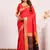 Red color silk blend resham weaves sarees