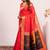 Red color silk blend resham weaves sarees
