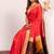 Red color silk blend resham weaves sarees