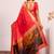 Red color silk blend resham weaves sarees