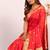 Red color silk blend resham weaves sarees