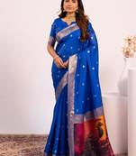 Royal color silk blend resham weaves sarees