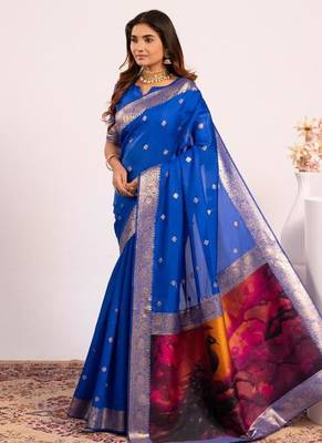 Royal color silk blend resham weaves sarees 2