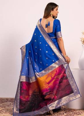 Royal color silk blend resham weaves sarees 4