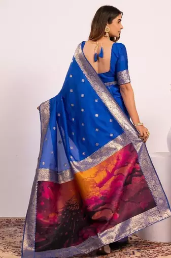 Royal color silk blend resham weaves sarees