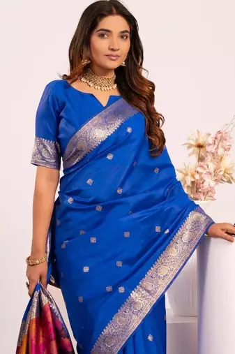 Royal color silk blend resham weaves sarees