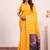 Yellow color silk blend resham weaves sarees